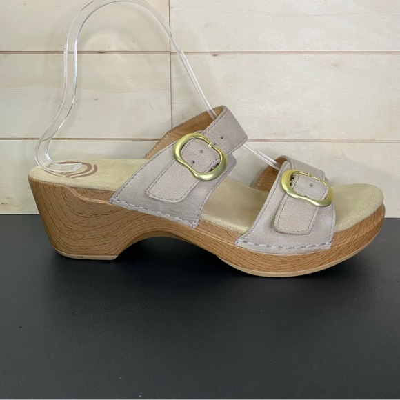 Dansko Sophie Sandals Tape Leather Women's Size 10 Shoes EU40 Brass Buckle Slide - Picture 1 of 11